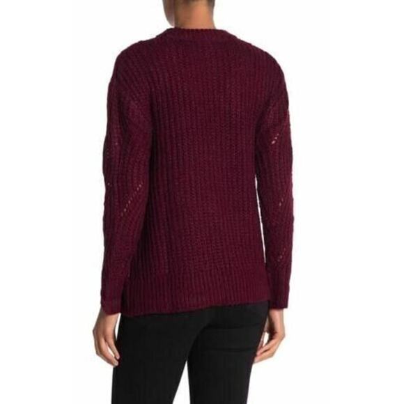 RXB Women's Cable Knit Pullover Sweater In Zinfandel Small MSRP $68 - Picture 2 of 3